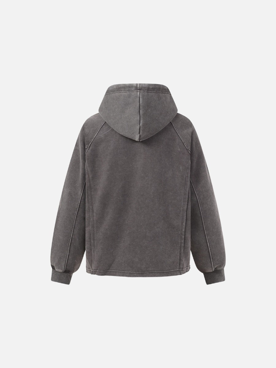 DAXUEN black oversized zip-hoodie with distressed finish
