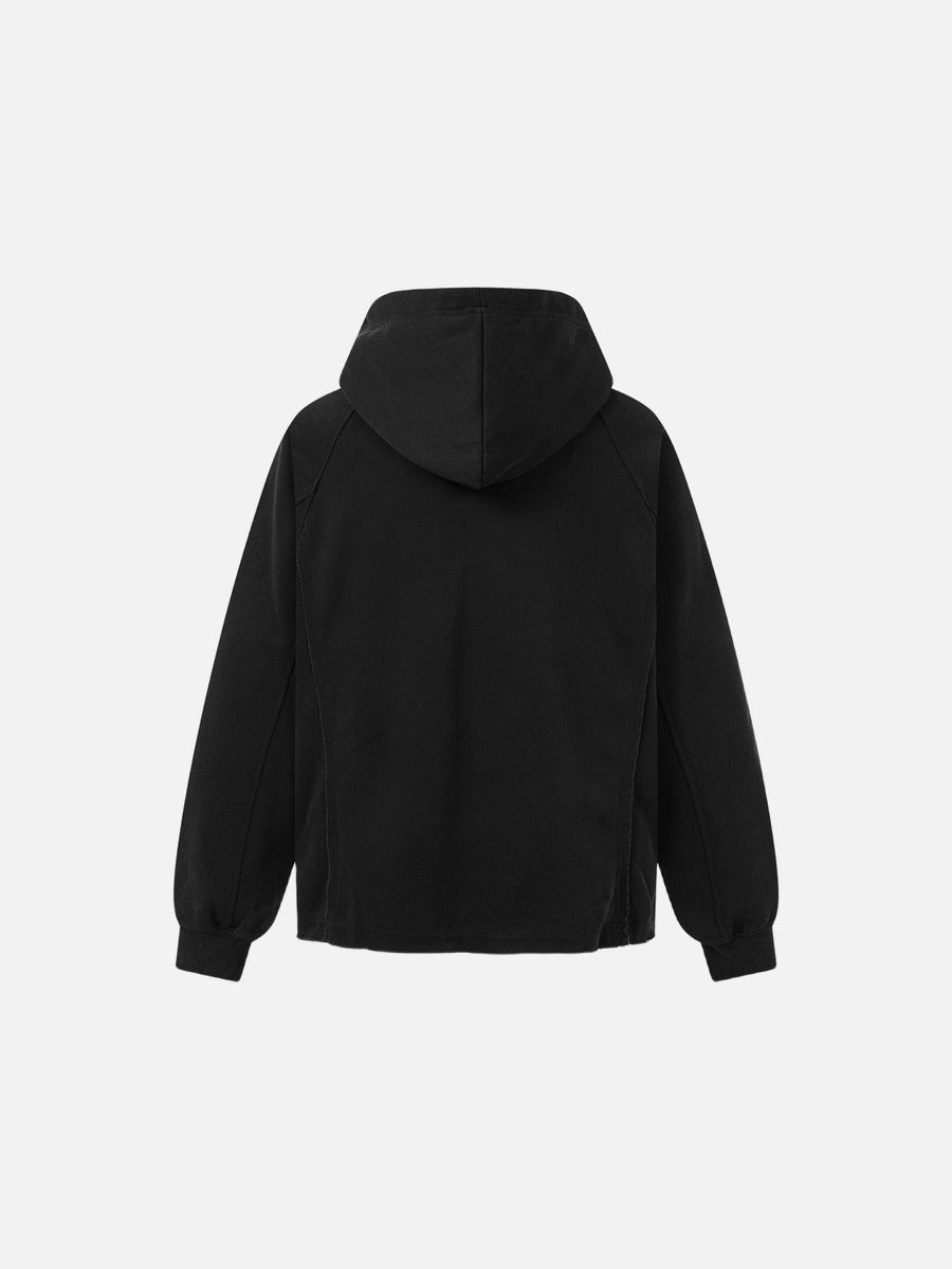 DAXUEN black oversized zip-hoodie with distressed finish
