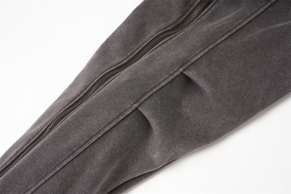 DAXUEN black oversized zip-hoodie with distressed finish