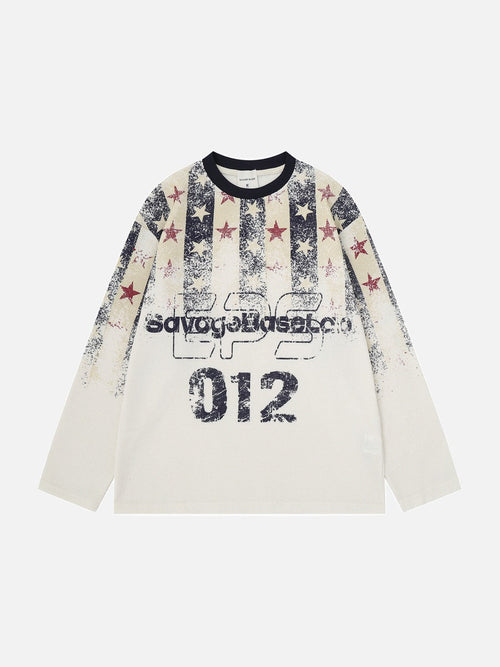 Distressed Paint-Splatter Long-Sleeve Top - Apricot / M