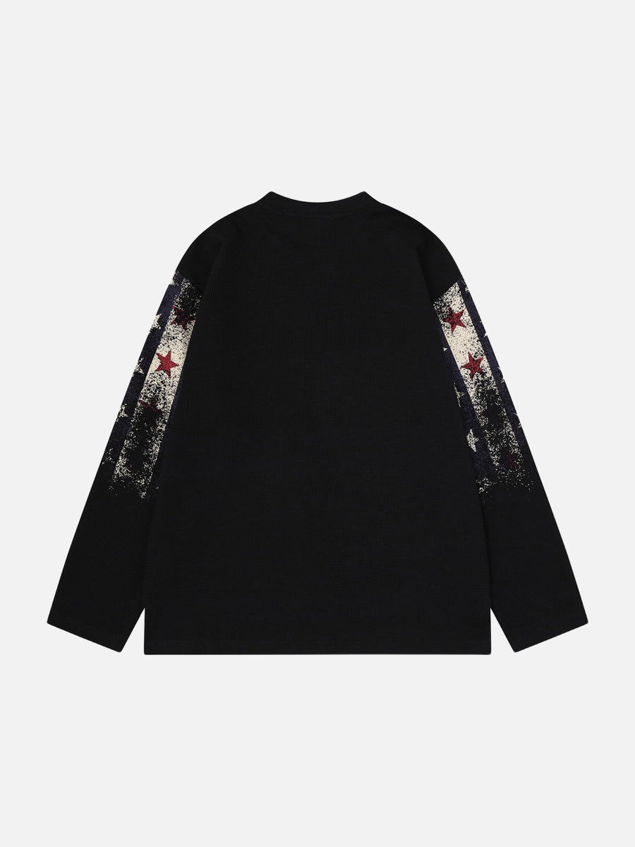 Distressed Paint-Splatter Long-Sleeve Top