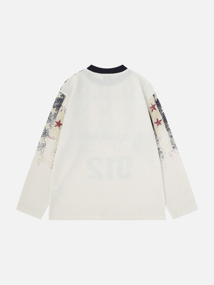Distressed Paint-Splatter Long-Sleeve Top