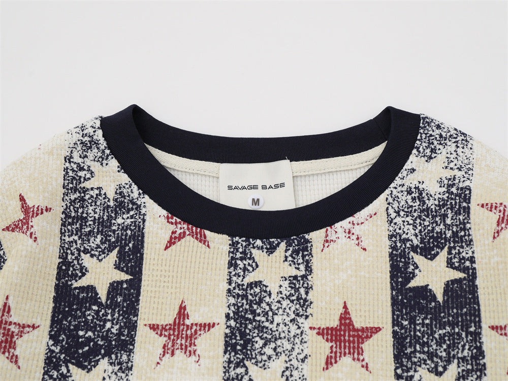 Distressed Paint-Splatter Long-Sleeve Top