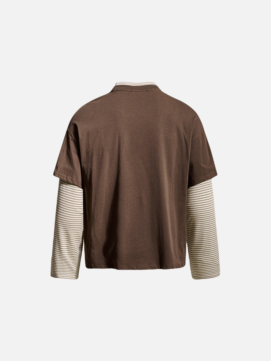 Distressed Pink Block Graphic Layered Tee