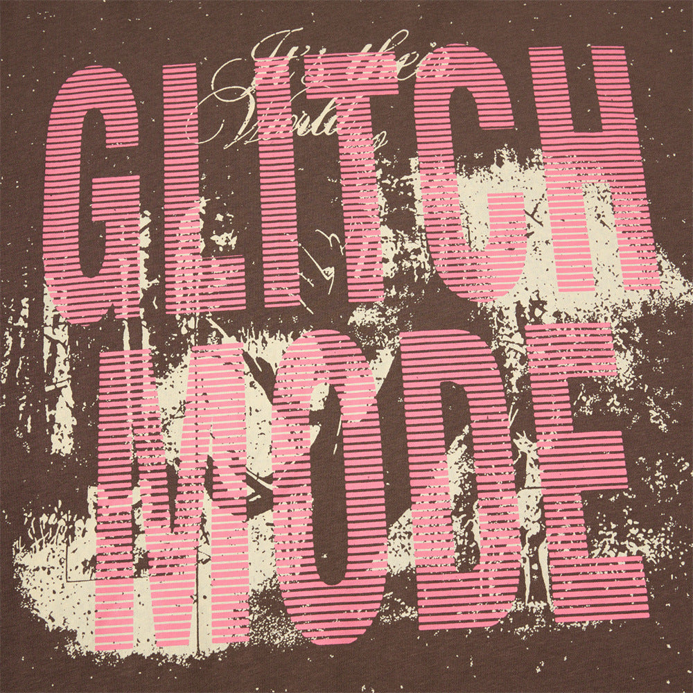 Distressed Pink Block Graphic Layered Tee