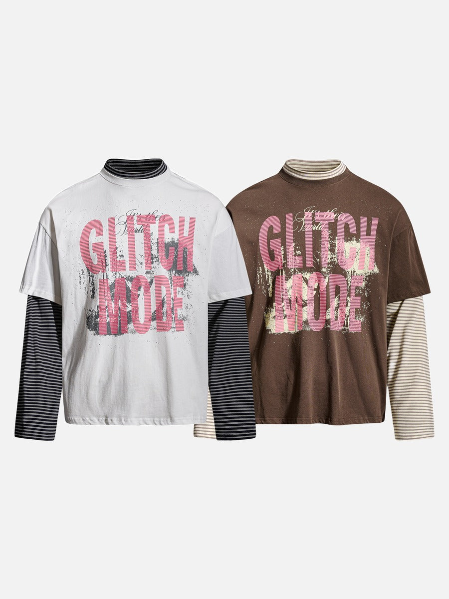 Distressed Pink Block Graphic Layered Tee