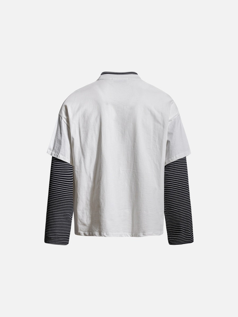 Distressed Pink Block Graphic Layered Tee