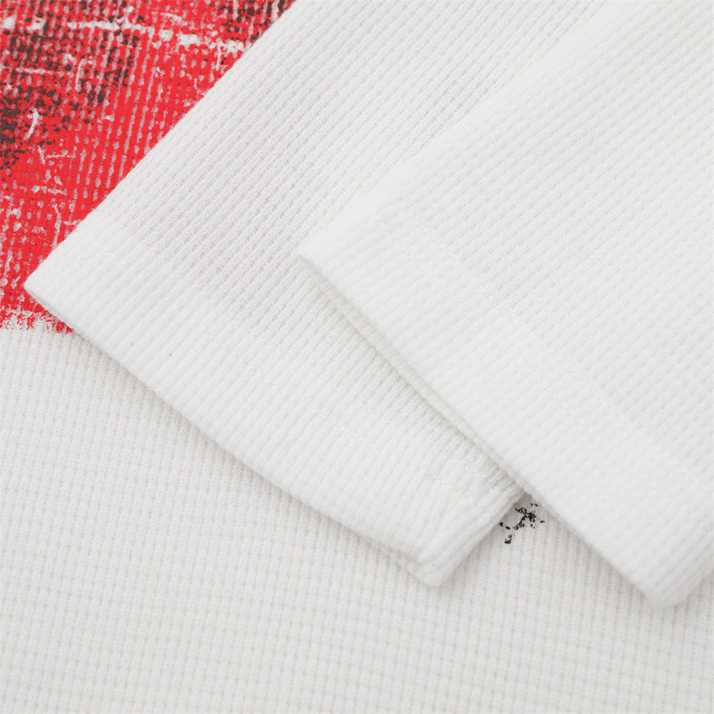 Distressed Red Cross Graphic Long-Sleeve Tee