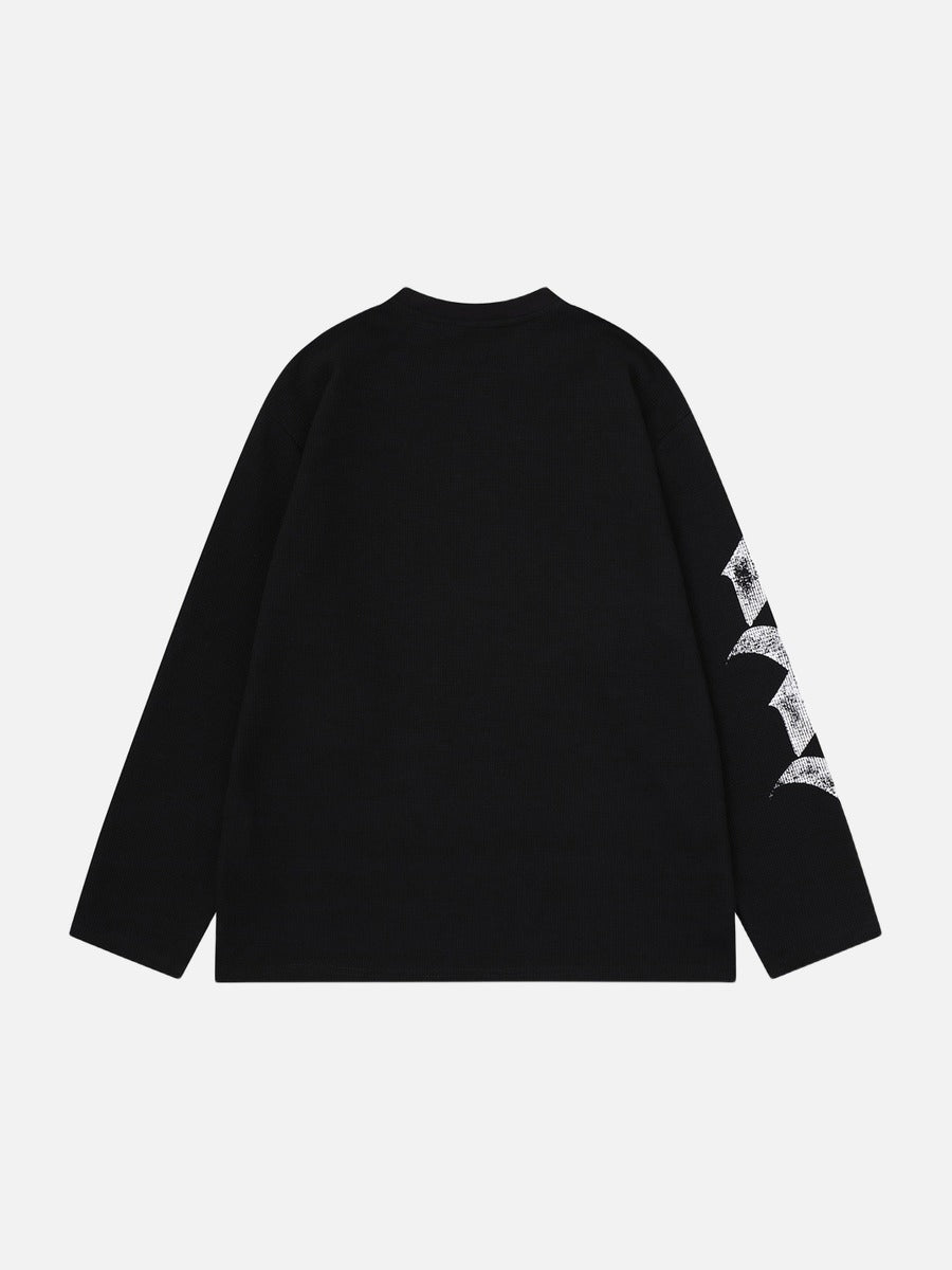 Distressed Red Cross Graphic Long-Sleeve Tee