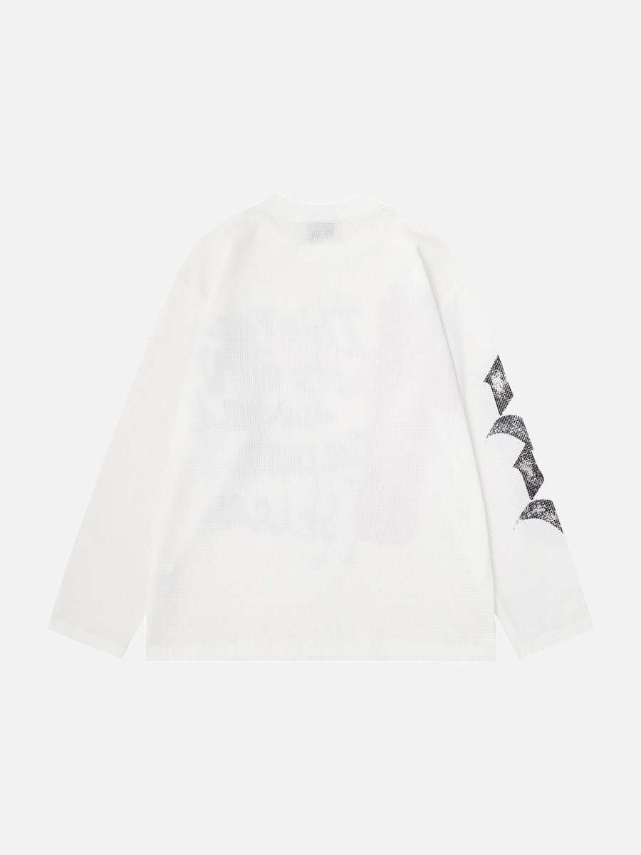 Distressed Red Cross Graphic Long-Sleeve Tee