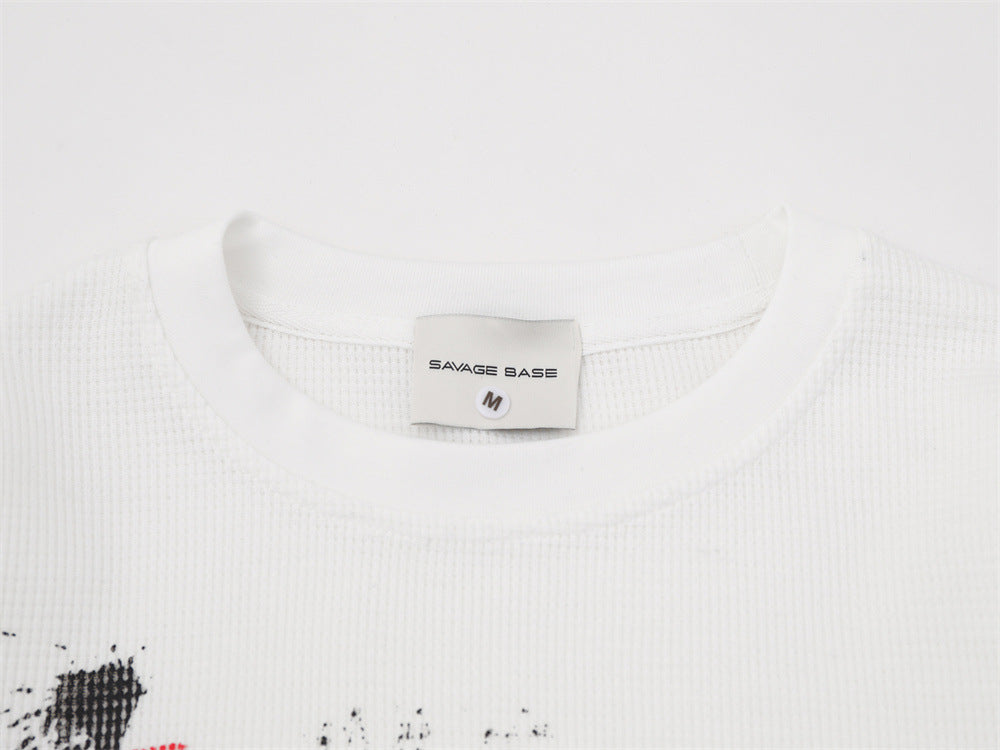 Distressed Red Cross Graphic Long-Sleeve Tee