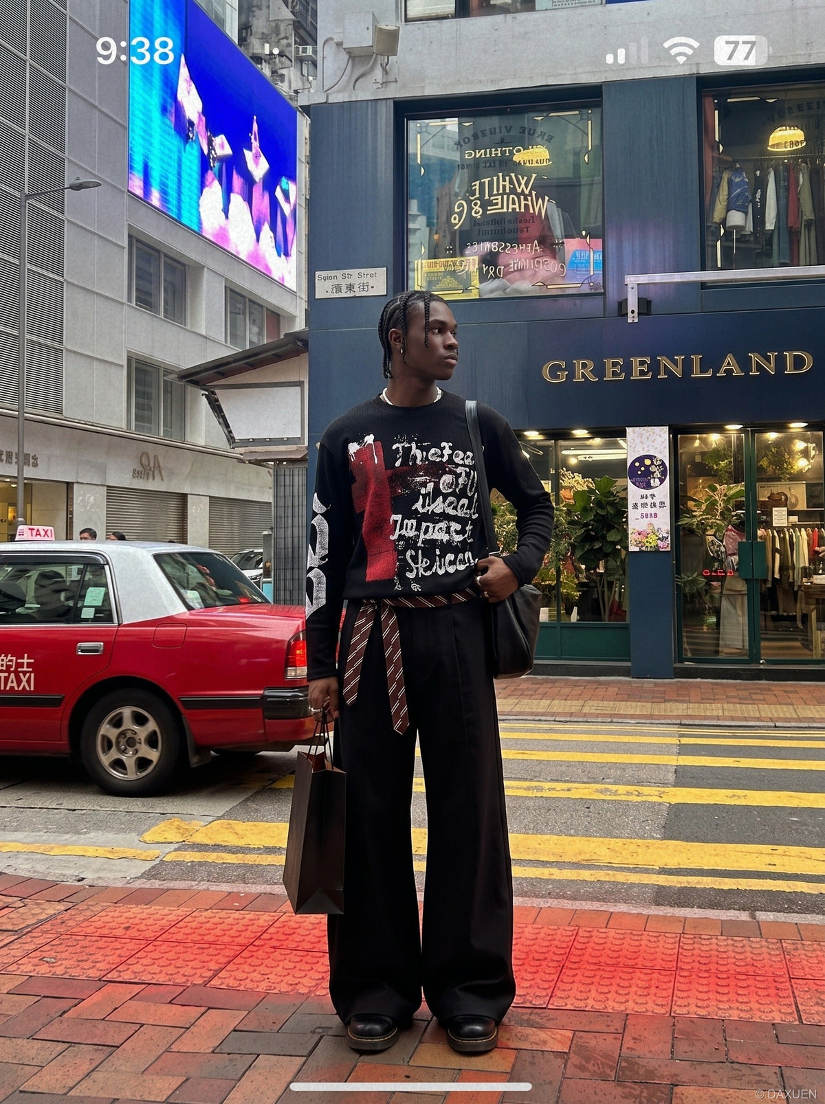 Distressed Red Cross Graphic Long-Sleeve Tee