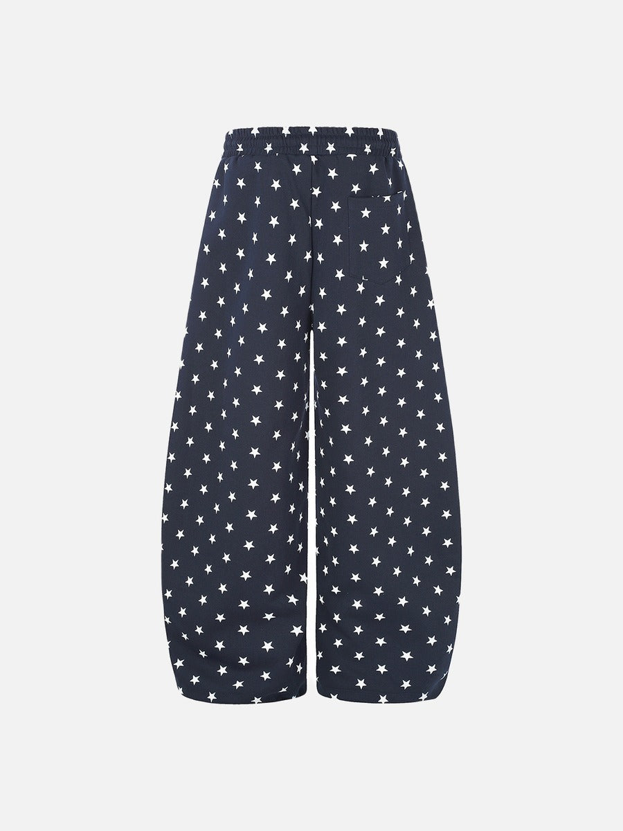 DAXUEN white and black star print wide-leg pants