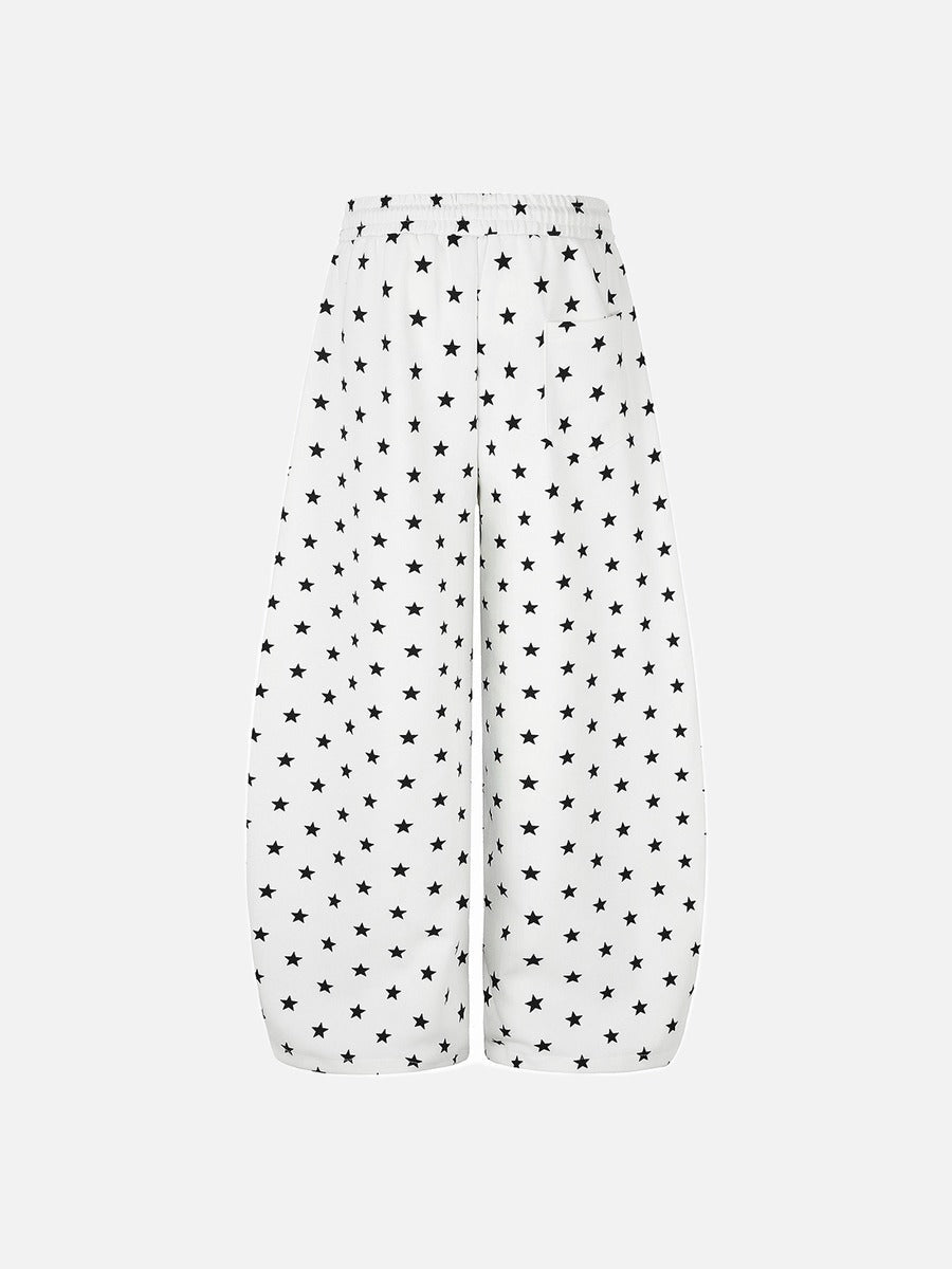 DAXUEN white and black star print wide-leg pants