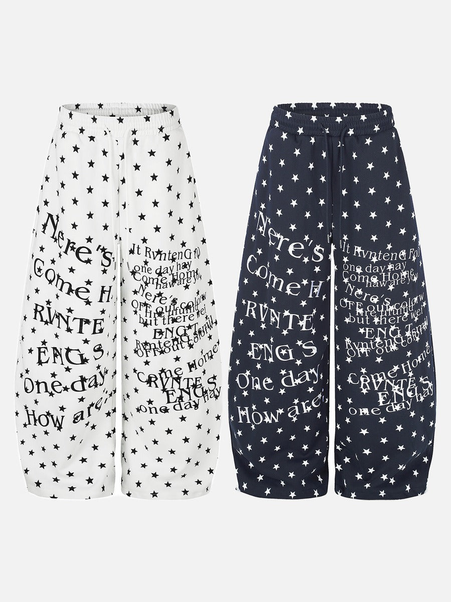 DAXUEN white and black star print wide-leg pants