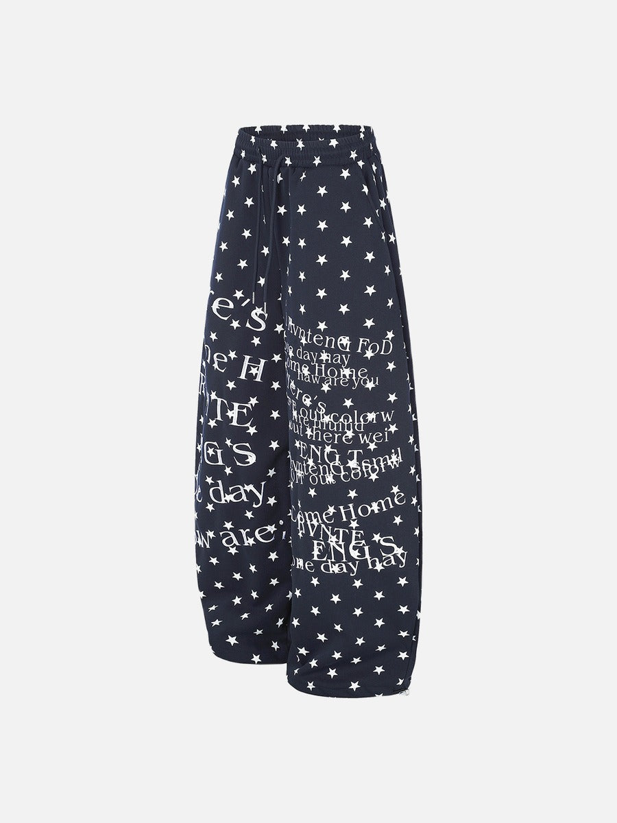 DAXUEN white and black star print wide-leg pants