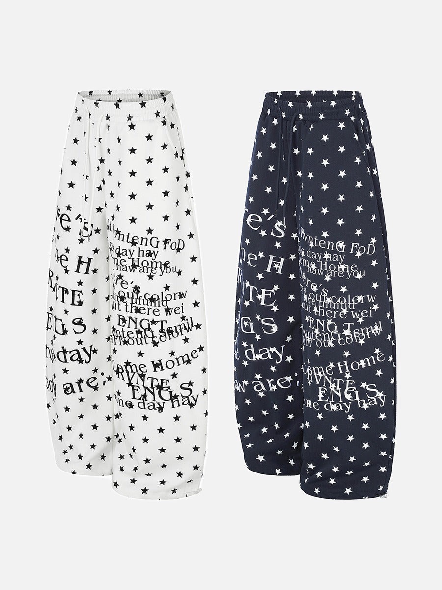 DAXUEN white and black star print wide-leg pants