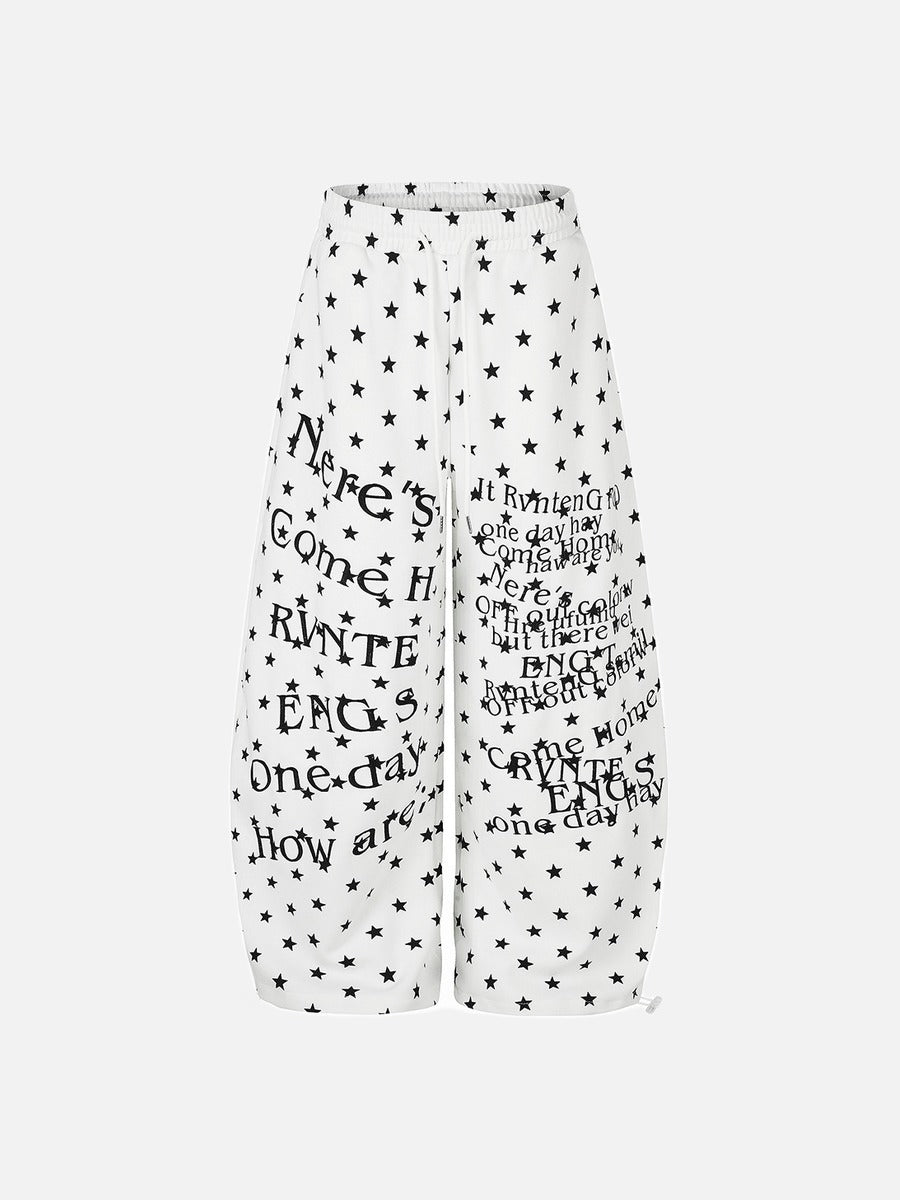 DAXUEN white and black star print wide-leg pants