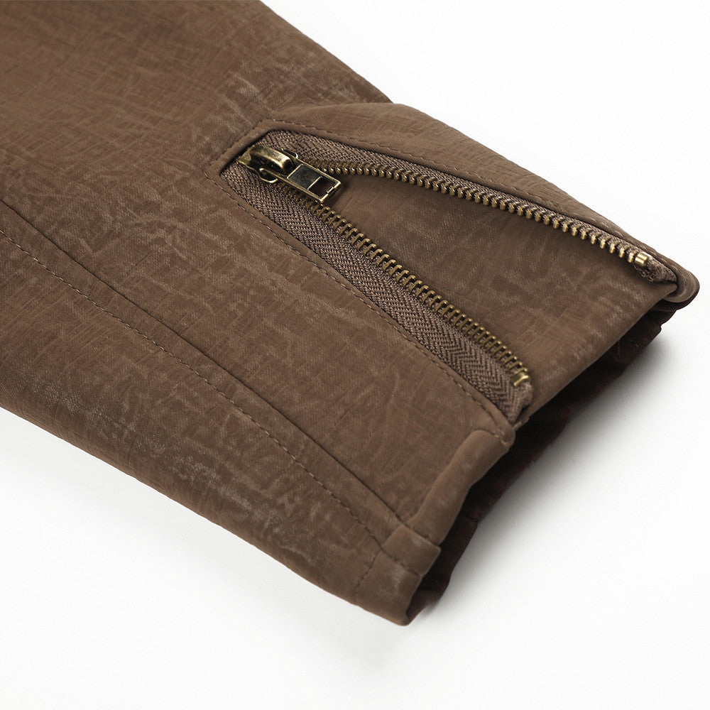 Distressed Texture Boxy Jacket in Brown