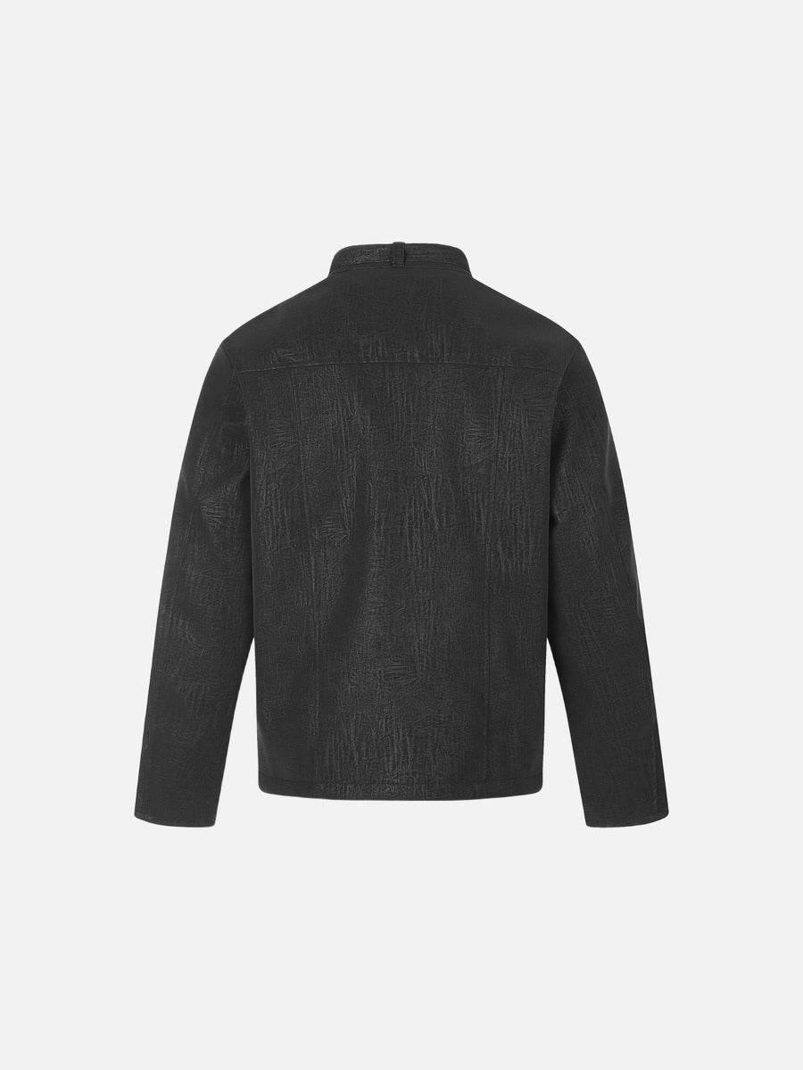 Distressed Texture Boxy Jacket in Brown
