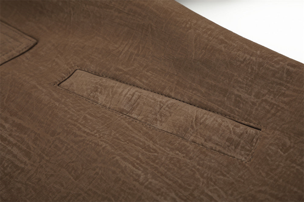 Distressed Texture Boxy Jacket in Brown