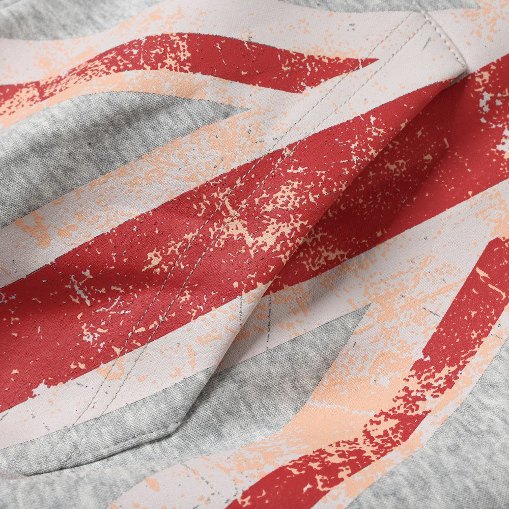 Distressed Union Jack Fur-Trim Hoodie
