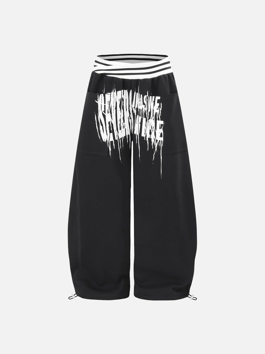 DAXUEN light grey oversized distressed vertical graphic sweatpants