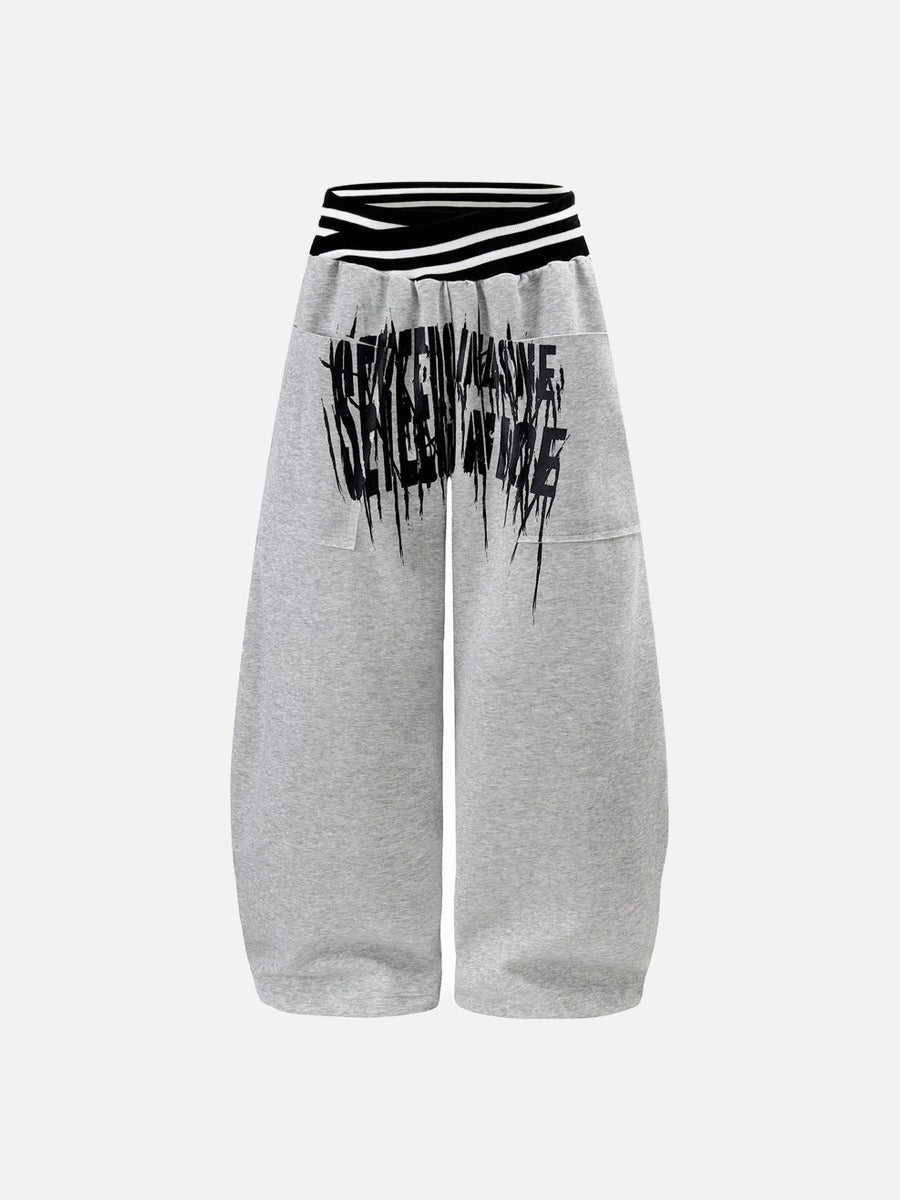 DAXUEN light grey oversized distressed vertical graphic sweatpants