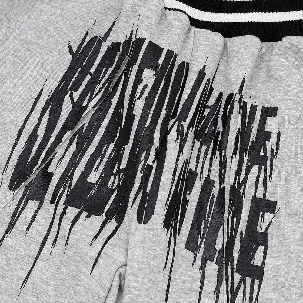 DAXUEN light grey oversized distressed vertical graphic sweatpants