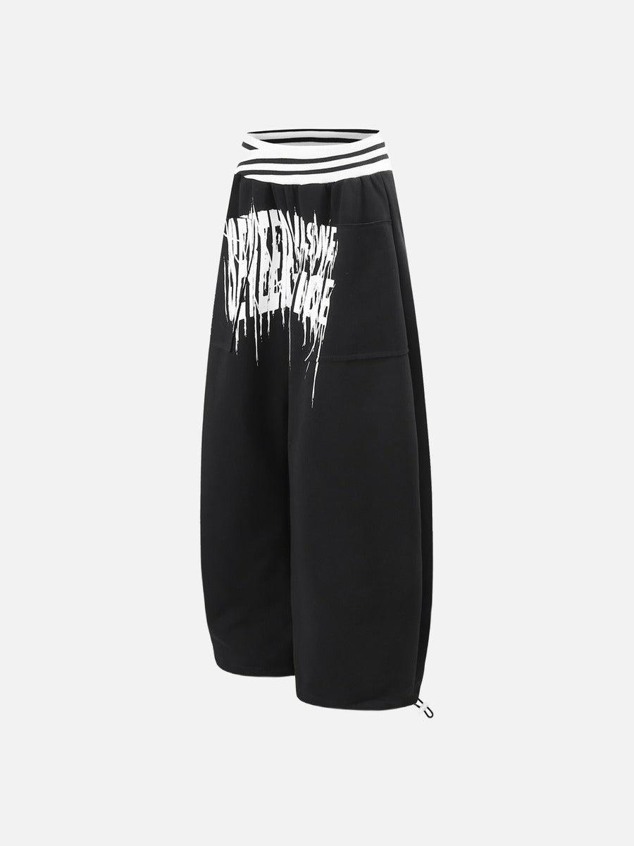 DAXUEN light grey oversized distressed vertical graphic sweatpants