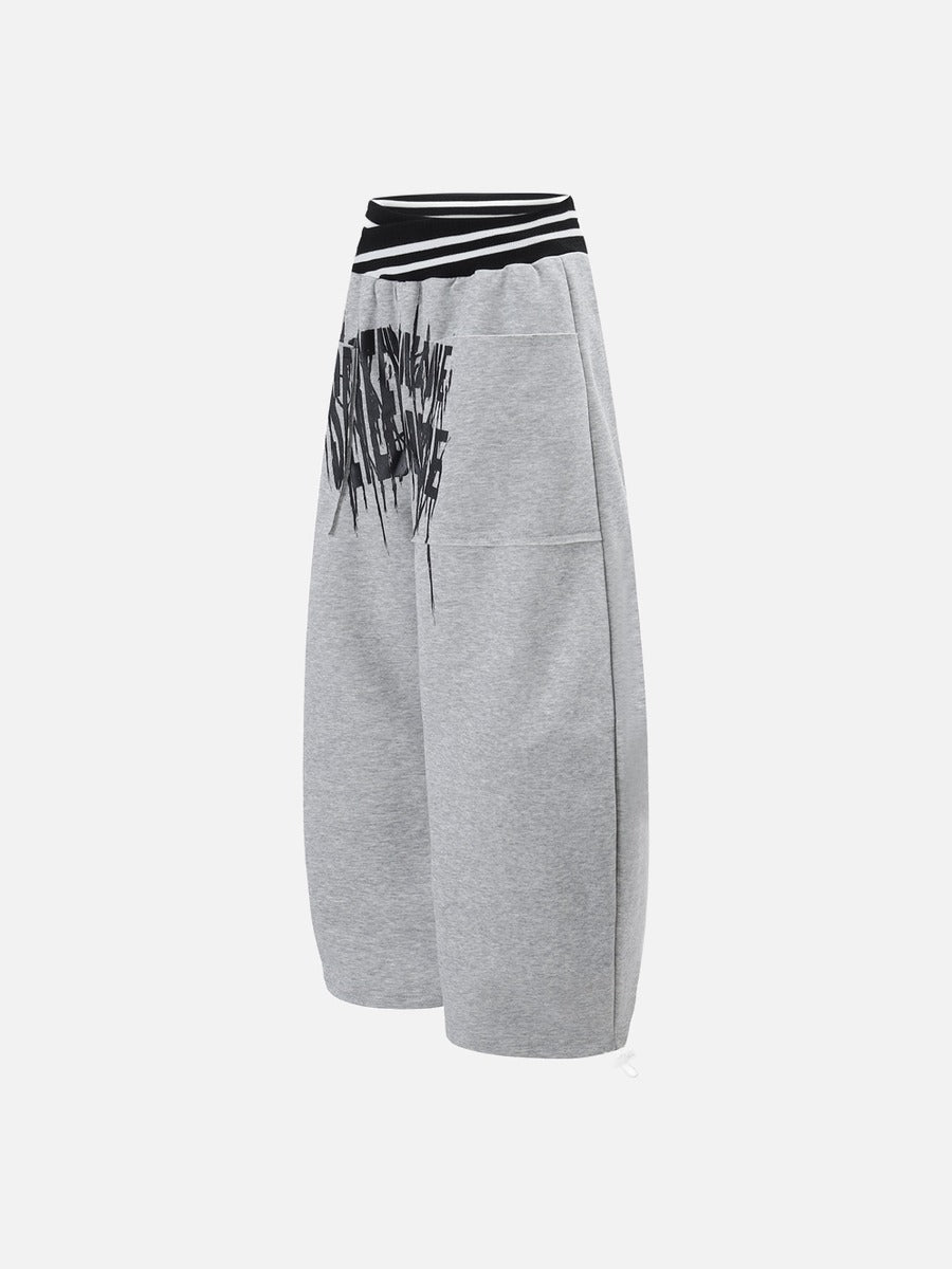 DAXUEN light grey oversized distressed vertical graphic sweatpants