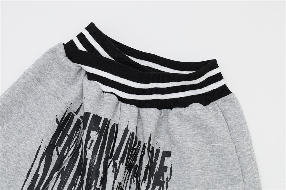 DAXUEN light grey oversized distressed vertical graphic sweatpants