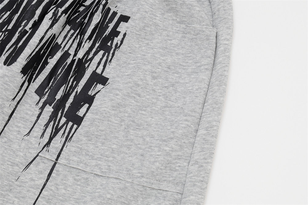 DAXUEN light grey oversized distressed vertical graphic sweatpants