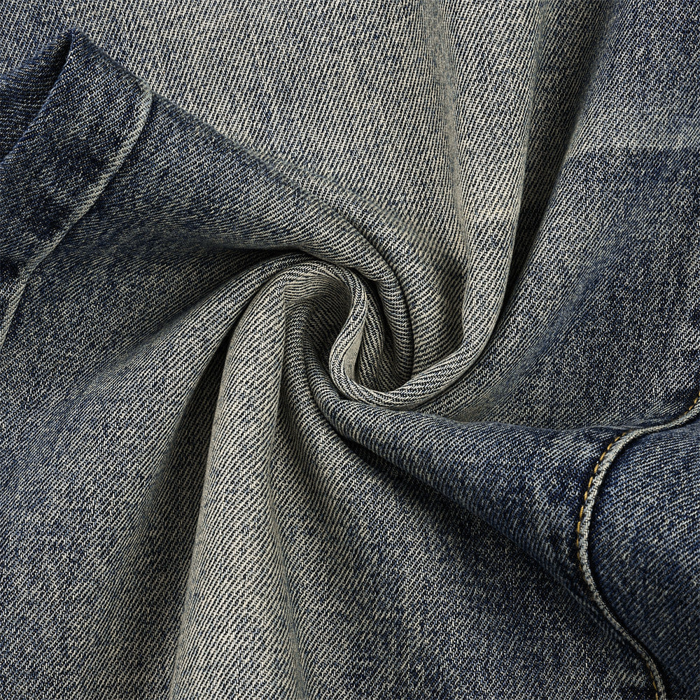 Distressed Vintage Blue Wide-Leg Jeans