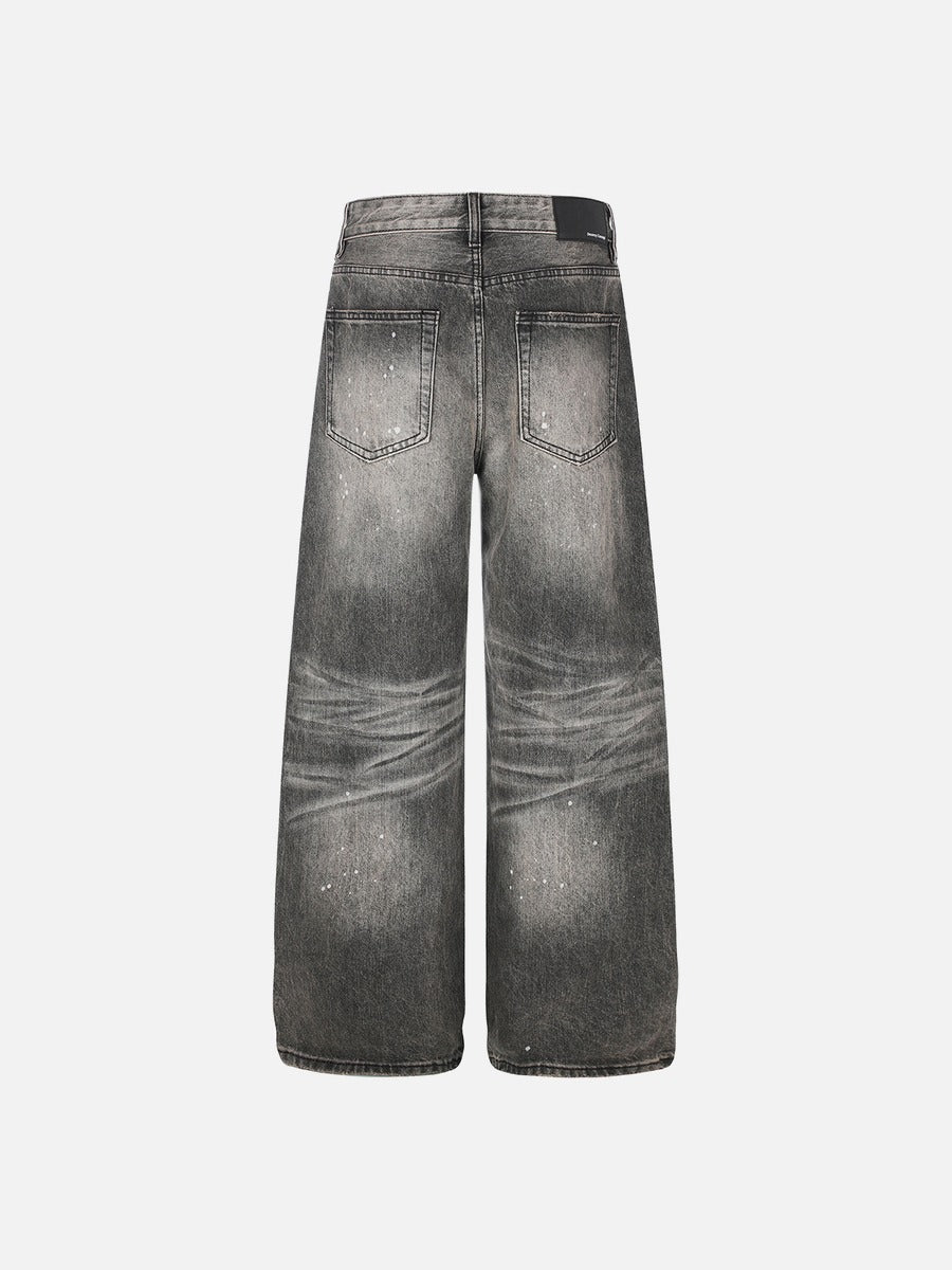 DAXUEN black distressed wide-leg denim jeans