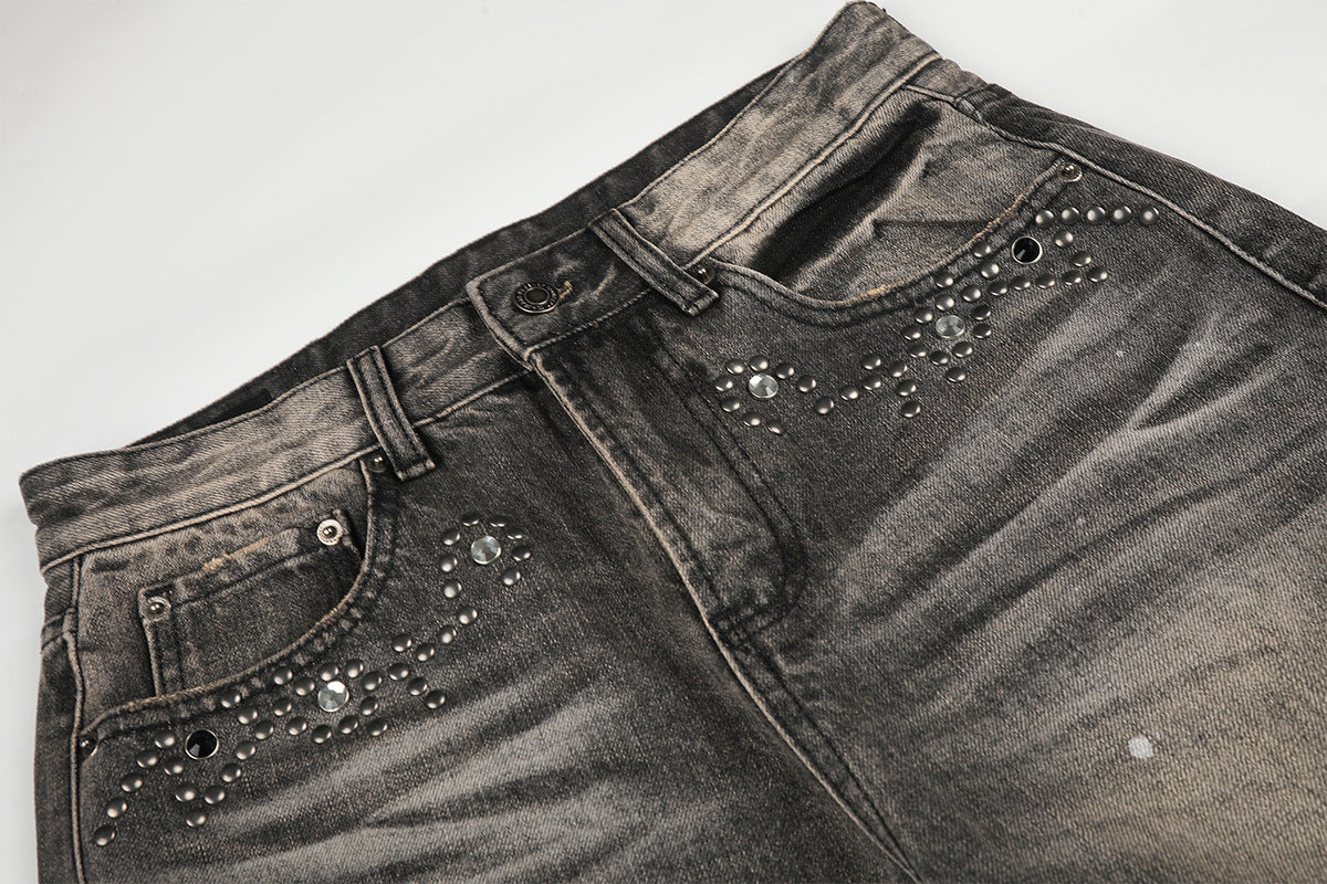 DAXUEN black distressed wide-leg denim jeans