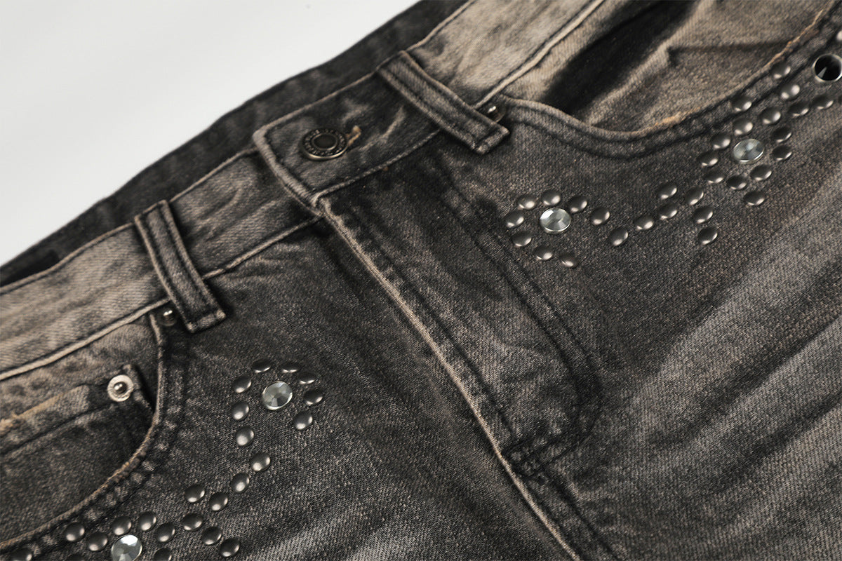 DAXUEN black distressed wide-leg denim jeans