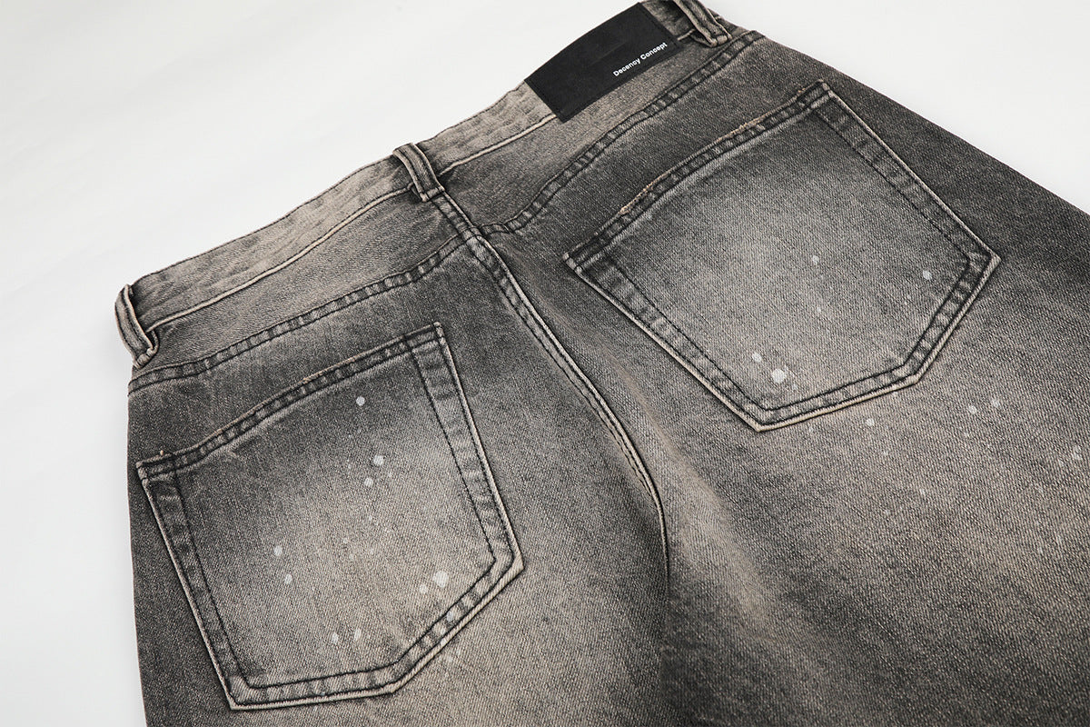 DAXUEN black distressed wide-leg denim jeans