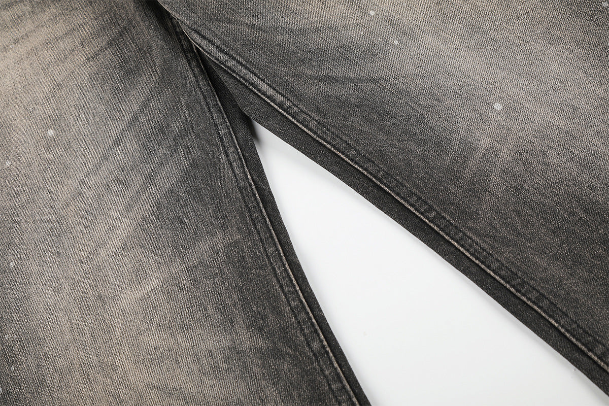 DAXUEN black distressed wide-leg denim jeans