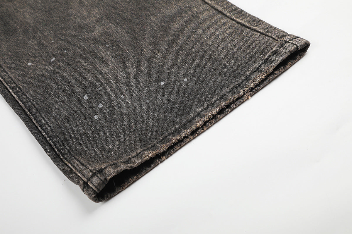 DAXUEN black distressed wide-leg denim jeans