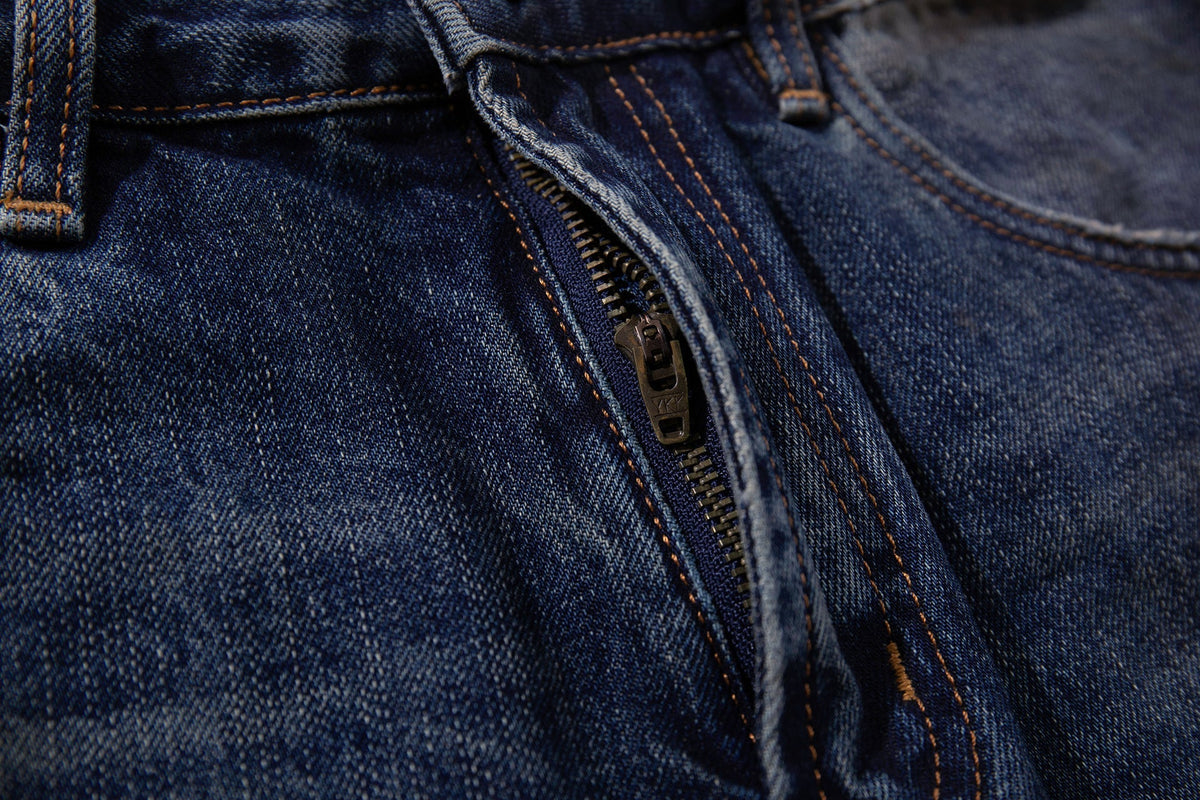Distressed Wide-Leg Denim with Abstract Panels Jeans
