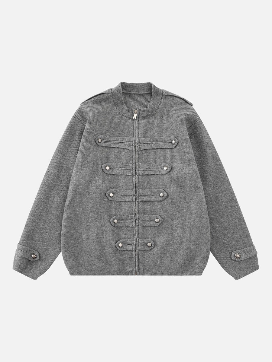 DAXUEN black oversized double-breasted military cardigan sweater