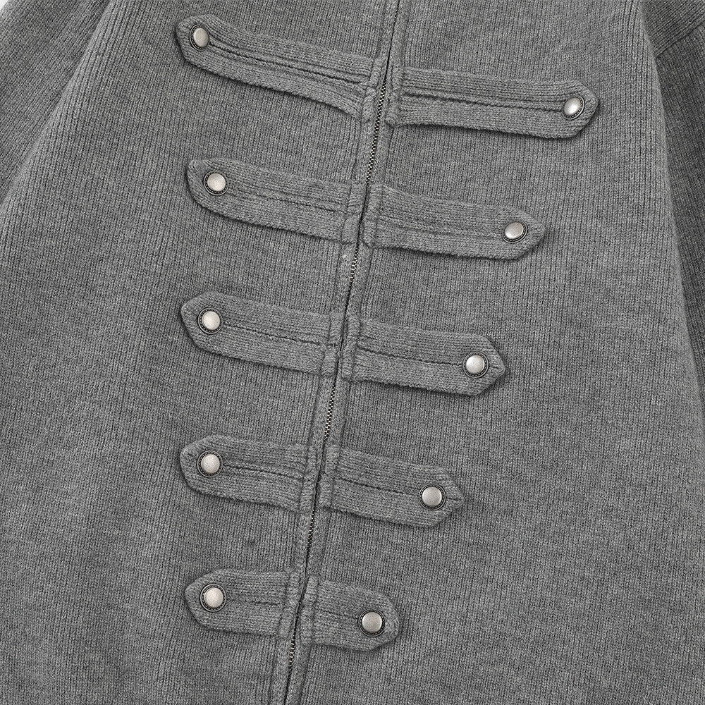 DAXUEN black oversized double-breasted military cardigan sweater