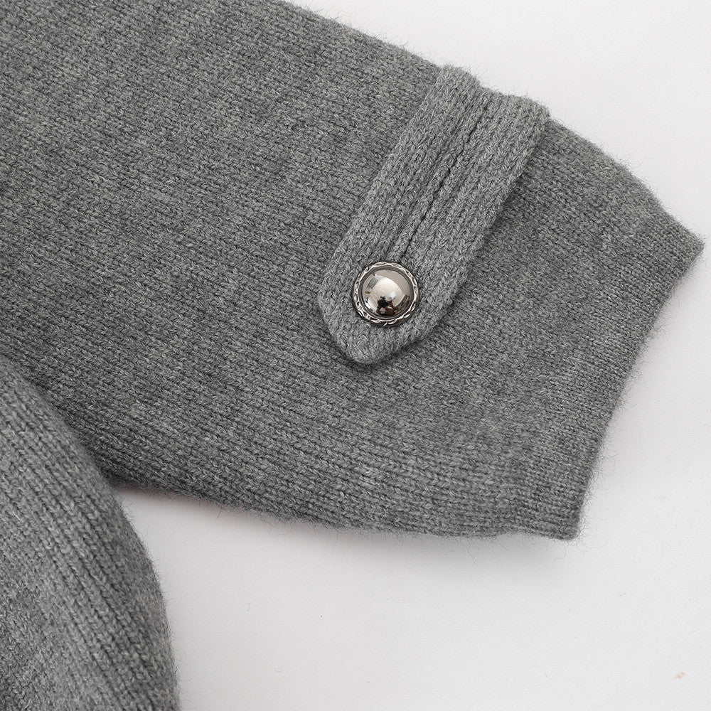 DAXUEN black oversized double-breasted military cardigan sweater