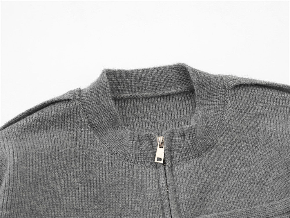 DAXUEN black oversized double-breasted military cardigan sweater