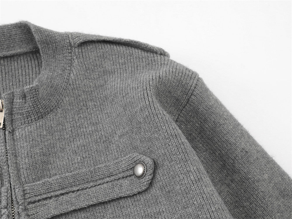 DAXUEN black oversized double-breasted military cardigan sweater