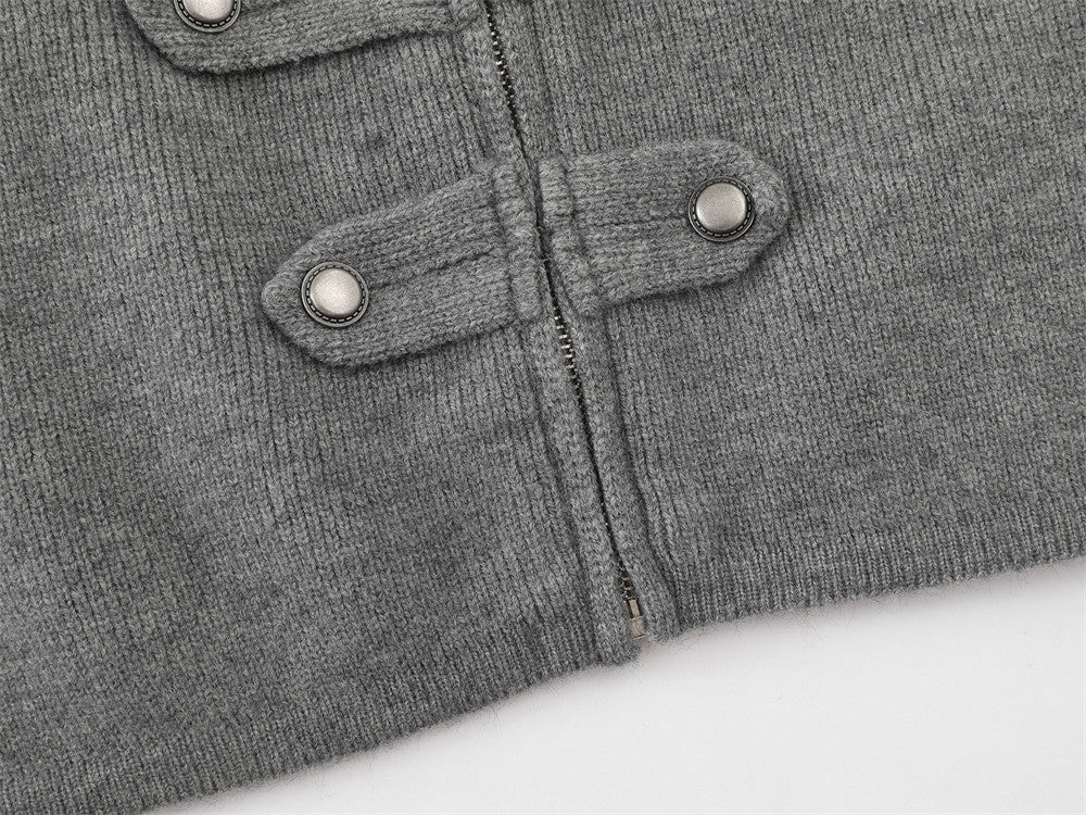 DAXUEN black oversized double-breasted military cardigan sweater