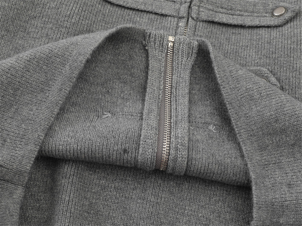 DAXUEN black oversized double-breasted military cardigan sweater