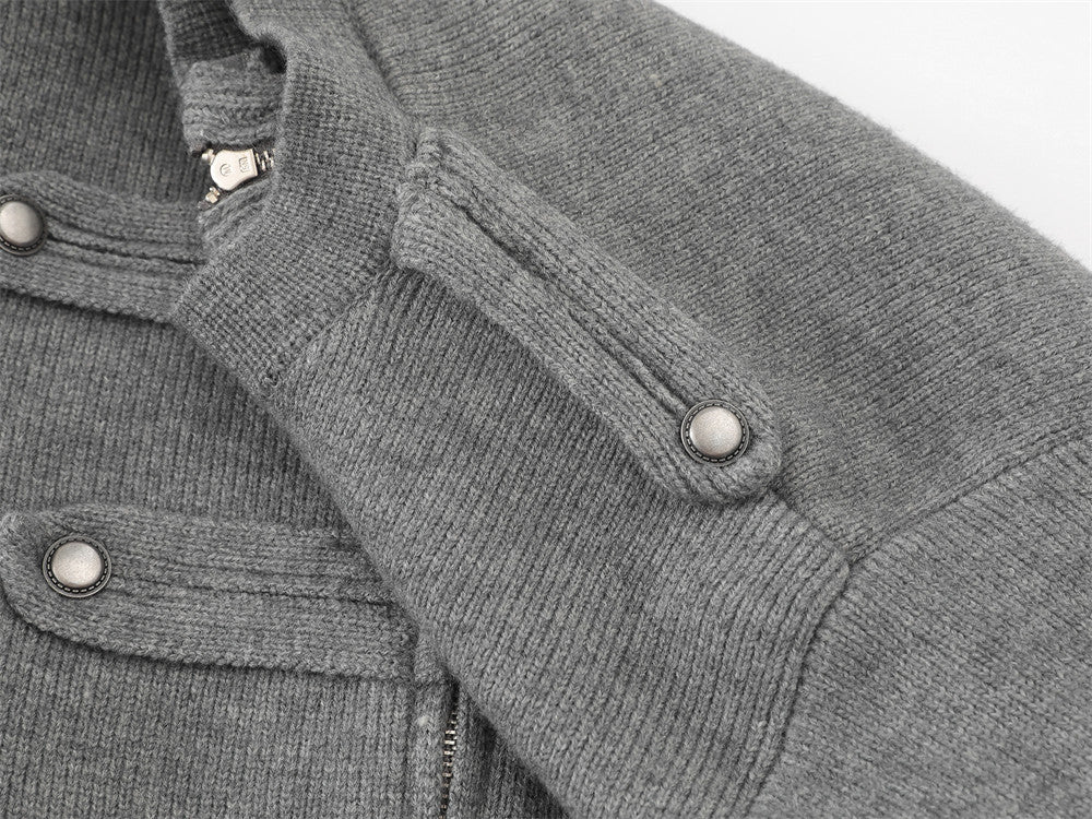 DAXUEN black oversized double-breasted military cardigan sweater