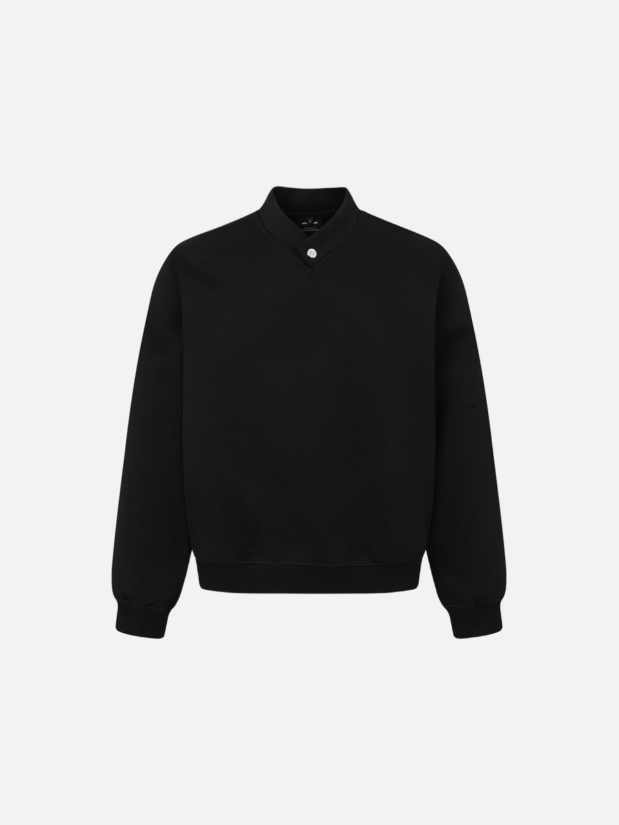 DAXUEN black and grey dual-collar pullover sweatshirt